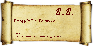 Benyák Bianka névjegykártya