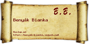 Benyák Bianka névjegykártya